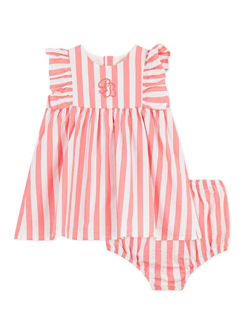 بيتي باتو Babies' sleeveless cotton dress with stripy bloomers